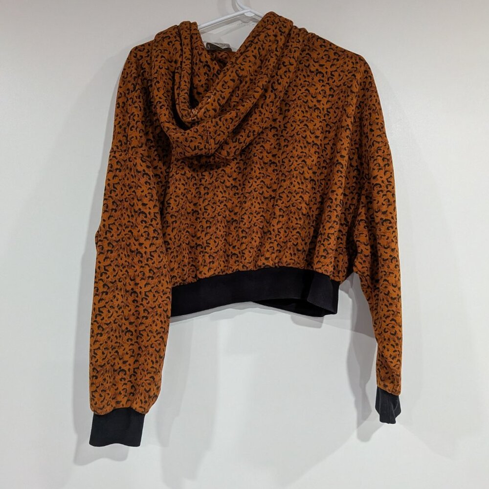 Levi's Leopard Print Laundry Day Crop Hoodie Brown Black Size XL - Picture 5 of 6